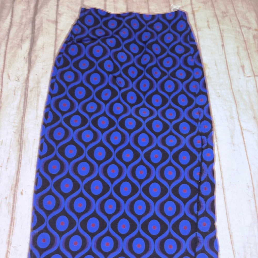 Zara blue and black geo printed longer skirt S - Picture 3 of 6